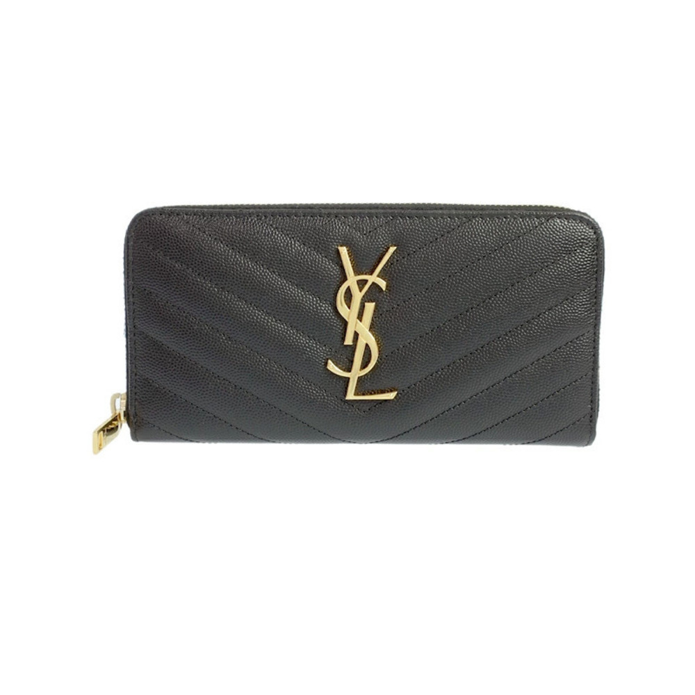 SAINT LAURENT Paris Monogram Full Zip Wallet Round Long